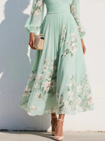 Load image into Gallery viewer, Freya | Women's Floral V-Neck Balloon-Sleeve Midi Dress