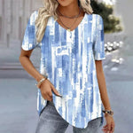 Load image into Gallery viewer, Women's Floral Blouses V Neck Short Sleeve Relaxed Flowing Tunic Style