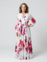 Load image into Gallery viewer, Women's Wedding Guest Dress V Neck Long Sleeve Floral Wrap Maxi Formal Style