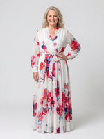 Load image into Gallery viewer, Women's Wedding Guest Dress V Neck Long Sleeve Floral Wrap Maxi Formal Style