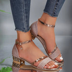 Load image into Gallery viewer, Women's Sandals Glitter Block Heel Ankle Strap