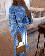 Load image into Gallery viewer, Women's Printed Skirt Set Round Neck Kimono Sleeve Relaxed Two Piece Style