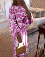 Load image into Gallery viewer, Women's Printed Skirt Set Round Neck Kimono Sleeve Relaxed Two Piece Style
