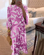 Load image into Gallery viewer, Women's Printed Skirt Set Round Neck Kimono Sleeve Relaxed Two Piece Style