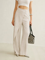 Load image into Gallery viewer, Women's Wide Leg Pants High Waist Asymmetric Wrap Front
