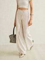 Load image into Gallery viewer, Women's Wide Leg Pants High Waist Asymmetric Wrap Front