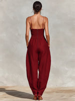 Load image into Gallery viewer, Women's Jumpsuit Deep V Neck Sleeveless Wide Leg Relaxed Formal Style