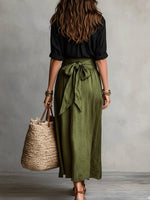 Load image into Gallery viewer, Women's Maxi Skirt Set Button Front Shirt Tie Waist Relaxed Two Piece Style