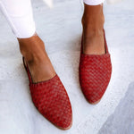 Load image into Gallery viewer, Women's Sandals Woven Leather Pointed Toe Slingback Flat Style