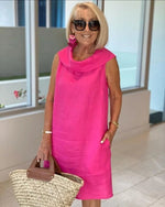 Load image into Gallery viewer, Women's Shift Dress Cowl Neck Sleeveless Pockets Relaxed Casual Style