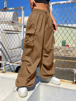 Load image into Gallery viewer, Effortless Cargo Pants for Women with Elastic Waist Wide Leg Pockets Casual Streetwear Style