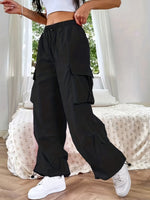 Load image into Gallery viewer, Effortless Cargo Pants for Women with Elastic Waist Wide Leg Pockets Casual Streetwear Style