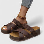 Load image into Gallery viewer, Women's Orthopedic Platform Sandals Braided Cross-Strap Cushioned Sole