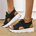 Load image into Gallery viewer, Women's Platform Sandals Lace Up Cutout Open Toe Style