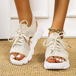 Load image into Gallery viewer, Women's Platform Sandals Lace Up Cutout Open Toe Style