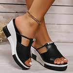 Load image into Gallery viewer, Women's Wedge Sandals Cutout Strap Platform Open Toe Style