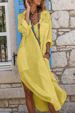 Load image into Gallery viewer, Women's Linen Midi Dress Oversized Shirt Dress Boho Evening Style