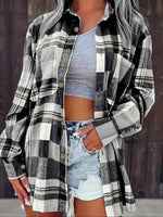 Load image into Gallery viewer, Women's Plaid Flannel Cardigan Sweater Open Front Oversized Long Sleeve Shirt