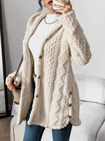 Load image into Gallery viewer, Women's Cardigan Sweater Plush Hooded Button-Front Long Style