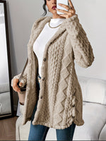 Load image into Gallery viewer, Women's Cardigan Sweater Plush Hooded Button-Front Long Style