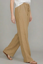 Load image into Gallery viewer, Women's Linen Wide Leg Pants High Waist Drawstring