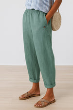 Load image into Gallery viewer, Women's Relaxed-Fit Linen-Look Trousers with Side Pockets