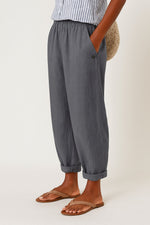 Load image into Gallery viewer, Women's Relaxed-Fit Linen-Look Trousers with Side Pockets