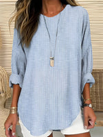 Load image into Gallery viewer, Women's Blouses Long Sleeve Striped Crew Neck Relaxed Fit