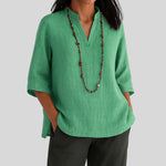 Load image into Gallery viewer, Women's Tunics V-Neckline Elbow Sleeve Relaxed Linen Style