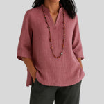 Load image into Gallery viewer, Women's Tunics V-Neckline Elbow Sleeve Relaxed Linen Style