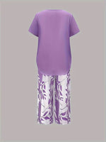 Load image into Gallery viewer, Women's Floral Wide Leg Set V Neck Short Sleeve Relaxed Two Piece Style