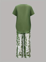 Load image into Gallery viewer, Women's Floral Wide Leg Set V Neck Short Sleeve Relaxed Two Piece Style
