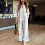 Load image into Gallery viewer, Women's Tunics Wide Leg Palazzo Pants Linen Look Two Piece Set