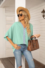 Load image into Gallery viewer, Women's Tunics V-Neck Geometric Trim Oversized Boho Style