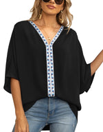 Load image into Gallery viewer, Women's Tunics V-Neck Geometric Trim Oversized Boho Style