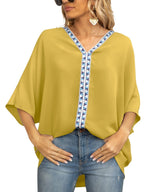 Load image into Gallery viewer, Women's Tunics V-Neck Geometric Trim Oversized Boho Style