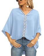 Load image into Gallery viewer, Women's Tunics V-Neck Geometric Trim Oversized Boho Style