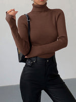 Load image into Gallery viewer, Women's Sweaters Ribbed Turtleneck Lightweight Knit