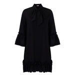 Load image into Gallery viewer, Women's Mini Dress Ruffle Hem Bow Neck Tunic Style