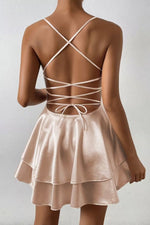 Load image into Gallery viewer, Women's Cocktail Dresses Deep V-Neck Open-Back Pleated Skater Mini