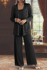 Load image into Gallery viewer, Women's Women Suits Sequin Jacket Wide Leg Pants Formal Wedding Guest Style