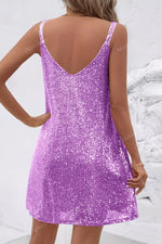 Load image into Gallery viewer, Women's Sequin Dress V-Neckline Cocktail Party Mini Style