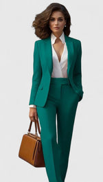 Load image into Gallery viewer, Women's Tailored Suit Lapel Blazer Long Sleeve Straight Leg Formal Style