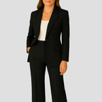 Load image into Gallery viewer, Women's Tailored Suit Lapel Collar Long Sleeve Blazer Wide Leg Two Piece Style