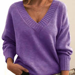 Load image into Gallery viewer, Women's Sweaters V-Neckline Long Sleeve Cashmere Blend Knit