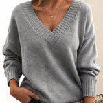 Load image into Gallery viewer, Women's Sweaters V-Neckline Long Sleeve Cashmere Blend Knit