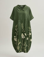 Load image into Gallery viewer, Women's Floral Midi Dress V Neck Short Sleeve Relaxed Casual Style