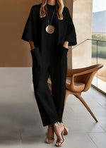 Load image into Gallery viewer, Women's Wide Leg Jumpsuit Short Sleeve Crew Neck Design