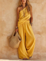 Load image into Gallery viewer, Women's One Shoulder Jumpsuit Draped Wide Leg Cutout Waist