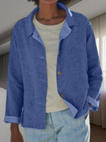 Load image into Gallery viewer, Women's Linen Blouses Collar Button Front Long Sleeve Loose Fit Casual Jacket Style